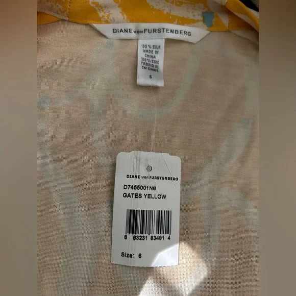DVF Diane Von Furstenberg NWT vintage silk wrap dress yellow 6 Furstenburg - Picture 4 of 9